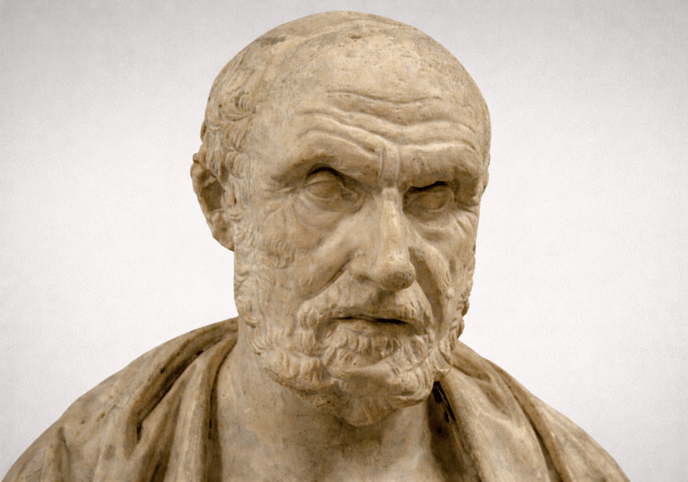 busto de Hipócrates padre de la medicina griega